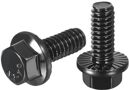 sourcing map 10Pcs 1/4-20 x 5/8 Flanged Hex Head Bolts, 304 Stainless Steel Flange Hexagon Screws, Flange Hex Drive Screws 5.8 Grade for Machinery Industry Home Appliances, Black
