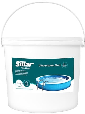 Sillar Chlorgranulat Shock für Pool, Gartenpool, Whirlpool & Schwimmbad – Wasserdesinfektion & Poolreinigung – 5kg Granulat zur Stoßchlorung mit schneller Wirkung – gegen Algen & Bakterien