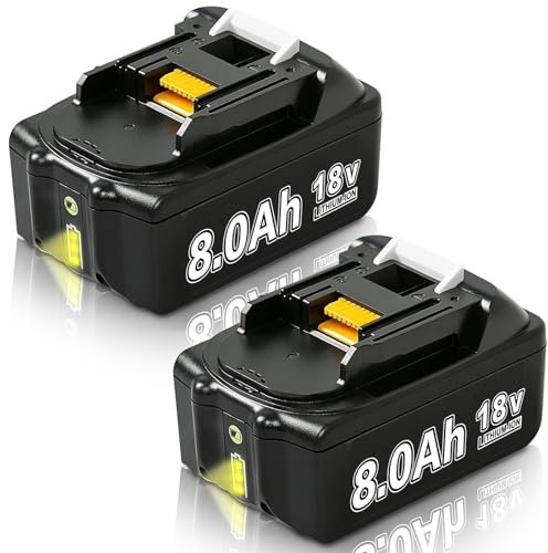 2 Pack 8000mAh 18V Compatible with Makita 18v Battery BL1860B Replacement for Makita Battery BL1860B BL1830B BL1840B BL1850B BL1815 BL1820 BL1825-Reliability&Outdoor Equipment (02)