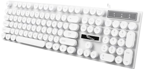 Clavier D’ordinateur Lumineux USB à Touches Rondes, Plastique Blanc | Clavier Gaming Filaire, Clavier USB pour Ordinateur et Tablette, Format Portable pour Voyage