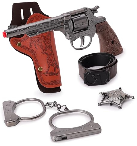 Toyland® 20cm (8) 5-teiliges Sheriff-Kostümset – Spielzeugpistole aus Druckguss, Gürtel, Holster, Handschellen und Abzeichen