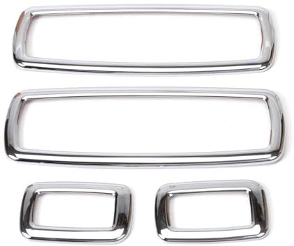 SRQORT Intérieurs Voiture Lot de 4 Garnitures Couvercle commutateur Porte fenêtre chromées pour Jeep pour Grand pour Cherokee 2011-2014 Autocollant Décoratif