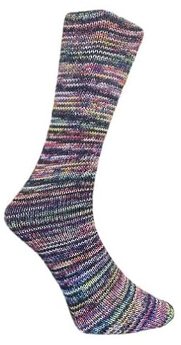 Ferner Wolle Lungauer Sockenwolle 6-fach Merino 828-25 - schwarrz/weiß/regenbogen meliert