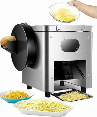 850W Multifunction Industrial Slicer, 150kg/h Commercial Electric Meat Slicer with 2.5/5/7/10/15/21mm Blade Set, Electric Vegetable Slicer for Restaurants