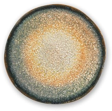 Excelsa Efesto Set 6 Piatti Piani, Ceramica con Decoro Digitale Lucido e a Rilievo