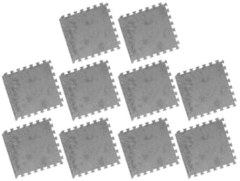 shenruifa 10pcs Plush Foam Floor Mat Prevent Slip Cuttable Thickened Interlocking Carpet Tiles for Bedroom (Grey)