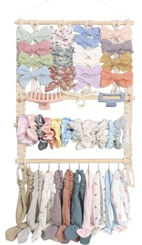 Generisch Haarschleifen Organizer | Clip-Schleifen Organizer | Buchenholz Deko-Clip-Aufbewahrungsregal Aufhängbar Platzsparend Für Kinderzimmer Kindergarten Wohnheim & Waschraum