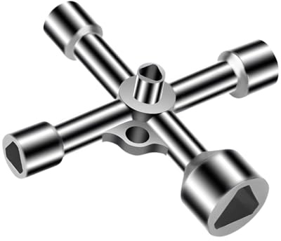 FUGLUS 1 pièce Clé triangulaire 4 voies 5 tailles diamètre intérieur 7 mm/10 mm/12 mm/13 mm/18 mm Clé utilitaires pour boîte électrique, gaz, eau, compteur électrique, boîte d'armoire