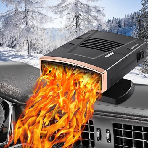 Chuankefanxing 12V 200W tragbare Autoheizung, 2-in-1 Autoheizung zum Heizen und Kühlen, Autoheizung und Defroster mit Zigarettenanzünder-Stecker, schnell aufheizender Defroster und Defogger