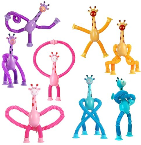 Giraffe Saugnapf, 8 Stück Teleskop Saugnapf Giraffe, Giraffen-Feier & Geburtstag Tischdeko (Kein Licht)