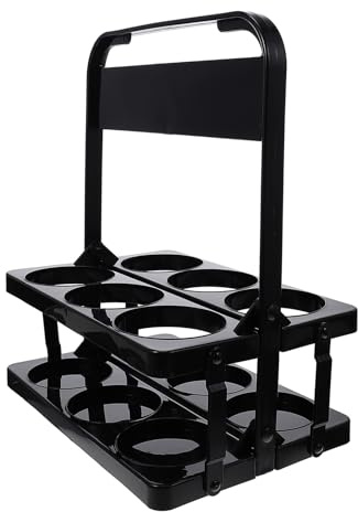TOYANDONA Soporte para Botellas de Cerveza y Vino Negro de 6 Botellas Plegable Asa, Cesta Portabotellas de PP Resistente para Bar, Restaurante y Uso Doméstico