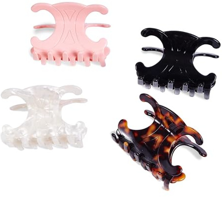 4 Stück Premium Acetat Schmetterling Haarspangen – langlebige mittelgroße Haarklammern für dickes/dünnes Haar, starker Halt, Haarklammern für Frauen, perfekt für Hochsteckfrisuren (7 x 4,5 cm)