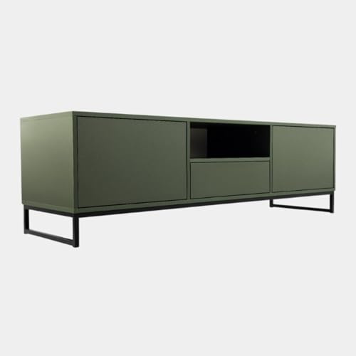Masseno TV-Schrank AZIR 160 cm Fernsehschrank mit 1 Schubladen und 2 Türen TV-Lowboard für Wohnzimmer Modern 160x45x48,5 cm Hellgrün