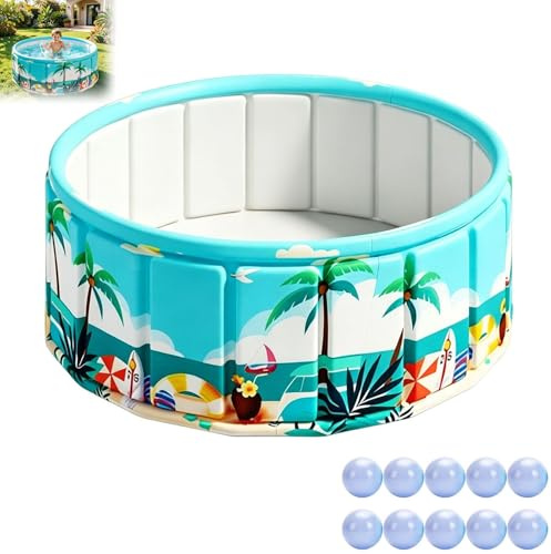 Piscine pliable, 45 x 90 cm, non gonflable, installation facile en un clic pour garçons, filles, animaux domestiques, bleu océan (bleu)
