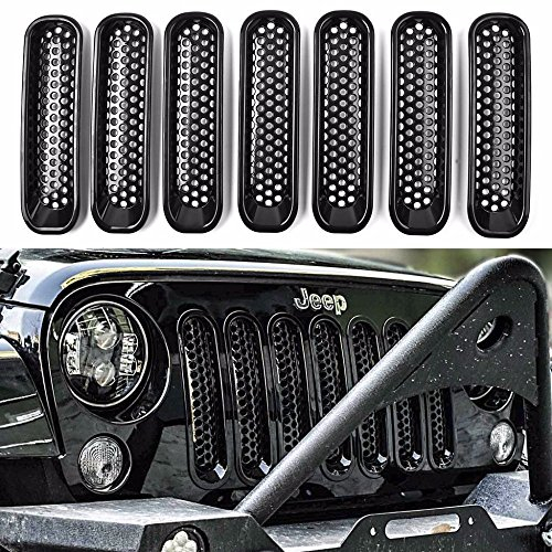 KaTur Black Front Mesh Kühlergrilleinsatzkit für 2007-2015 J eep W rangler JK - 7 Stück / Set