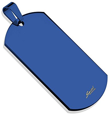 Bungsa blaue Erkennungsmarke Gravierbares Dog Tag BLAU ID Platte Edelstahl Männer (Militär Gravur Armee Hundemarke Ketten-Anhänger Pendant Chirurgenstahl Damen Herren)
