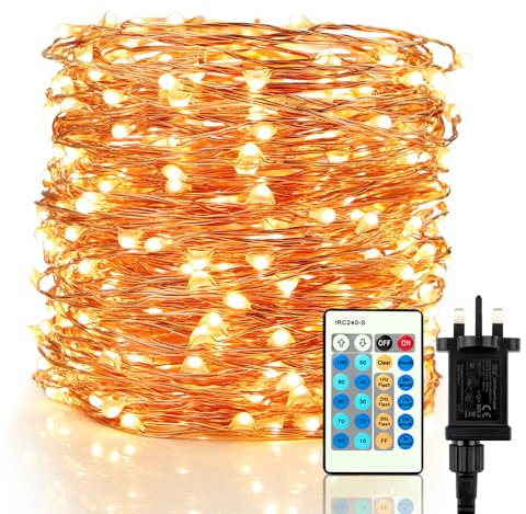 Speclux Fairy Lights Plug in Mains Powered with Remote, 30M 300 LEDs Waterproof Copper Wire String Lights,Dimmable Remote Control Starry Fairy Lights for Bedroom, Camping DIY Wedding Decoration Party