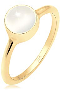 Elli Ring Damen Solitär mit Mondstein in 925 Sterling Silber
