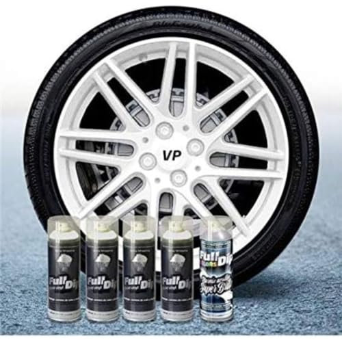 AutoFullCar - Pack Llantas Vinilo LIQUIDO Full Dip 4 Sprays Blanco Brillo - 400 ml. Unidad