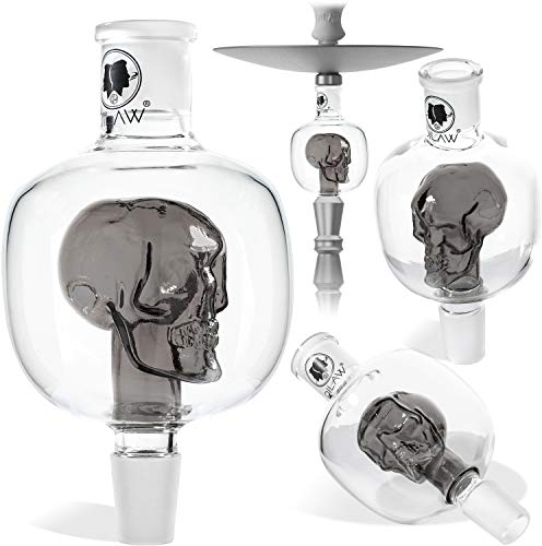 DILAW® Shisha Molassefänger Totenkopf Bunt (aus Glas für (Schliff 18/8) - Wasserpfeife, Vorkühler-Aufsatz Skull Wasserpfeife | Grau