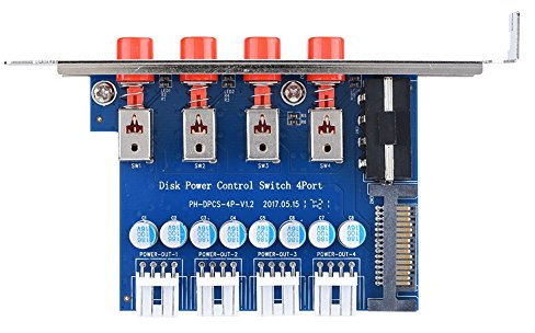 Tangxi PH001 Festplatten-Netzschalter, HDD IDE/SATA 15Pin Festplatte Netzteil Switch Modul, 4 * Festplatten Power Control Switch Festplatte Selector für Desktop PC Computer 120MM