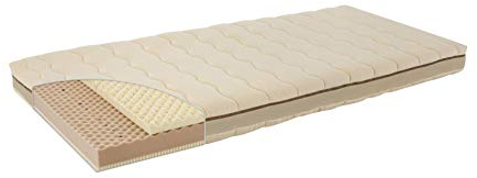 Träumeland T080274 Kind- & Jugendmatratze Naturstern 120 x 200 cm - Naturmatratze mit Bezug aus kbA-Baumwolle und hervorragendem Liegekomfort dank Naturlatex in innovativem Sandwichaufbau, mehrfarbig