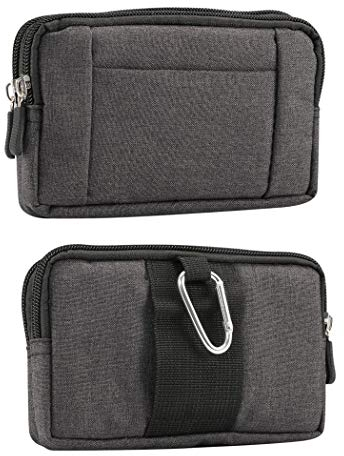 Men Cell Phone Purse Belt Clip Pouch Black, Mobile Phone Belt Pouch Small for Men, 6.3 Denim Women Water Resistant Waist Pack Bag Belt Loop Phone Pouch Holster Zipper Wallet Card Holder Carrying Case