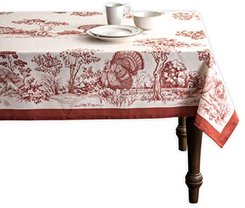 Maison d' Hermine Holy Jouy(Red) 100% Baumwolle Tischdecke für Küche | Abendessen | Tischplatte | Dekoration Parteien | Hochzeiten | Thanksgiving/Weihnachten (Rechteck, 160cm x 220cm)