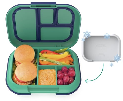 Bentgo® Kids Chill auslaufsichere Lunchbox – inklusive wiederverwendbarem Eisbeutel hält Lebensmittel kalt, 4 Fächer, Bento-Lunchbehälter, mikrowellen- und spülmaschinenfest, 2 Jahre Garantie