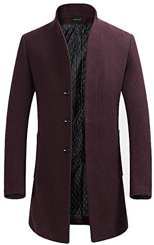 YOUTHUP Manteau Homme Chaud d'hiver longue en Laine Trench-Coat Parka Bombers Slim Fit Outwear Manteau Longue Business d'Affaire Violet S