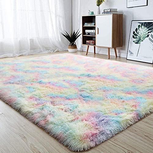xtsfx Weiche Mädchen Zimmer Teppiche - Flausgen Regenbogen Teppich Für Kinder Baby Schlafzimmer Kinderzimmer Wohnkultur Großen Boden Teppich,60X120cm