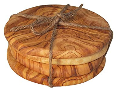Naturally Med Olive Wood Pebble Coasters - Set of 4