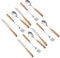 Zeafree Set di Posate da 12 Pezzi, Set di Posate nel Acciaio Inossidabile nel Legno Set di Posate con Manico nel Legno Coltello, Forchetta, Cucchiaio, Set, Stoviglie