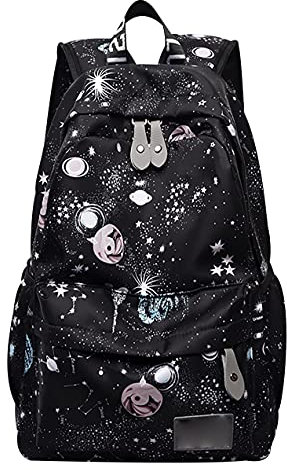 OADOBKICE Schulrucksack Schultasche Frauen High School Rucksack Schulrucksack Für Mädchen Schulranzen Für Frauen Schwarzer Schulrucksack Wasserdichte Schultasche Jungen Schulranzen Schwarz M