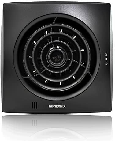 Fantronix ENVIRO Black Bathroom Extractor Fan, Standard Operation with Light Switch. Wall or Ceiling Mountable, Fascia Size: 158x158x26mm, 99mm diameter vent
