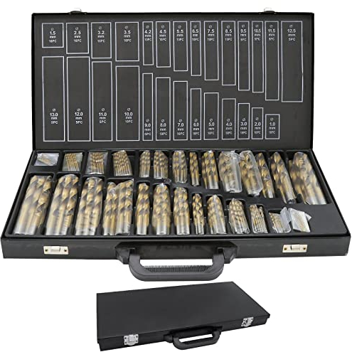 Randaco Jeu de forets métalliques HSS-Titane 230 pièces DIN 338, 1-13mm, Forets en titane, Forets Hélicoïdaux, Assortiment de Forets à Main, pour l'acier non allié/metal/bois/plastique