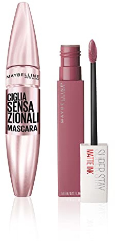 Maybelline New York Geschenkbox für Augen im Sensational-Look, inkl. Volumen-Mascara, sensationelle Wimpern und lange Lebensdauer, matte Ink Lover (15)