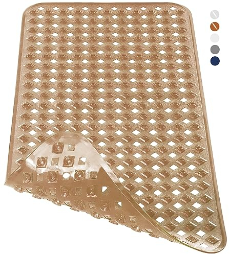 Yimobra Badewannenmatte, Extra Lang Badematte für Wanne Anti-Rutsch mit Abflusslöchern, Saugnäpfen, Phthalatfrei, Latexfrei, BPA-frei und Maschinenwaschbar (70 x 40 cm, Braun)