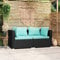 Tidyard 2-Sitzer Gartensofa mit Kissen Lounge Sofa Gartenmöbel Modular Sofa Rattansofa Schwarz