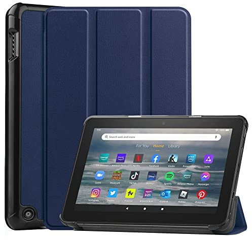 Kepuch Custer Hülle für Fire 7 2022 Release,Smart PU-Leder Hüllen Schutzhülle Tasche Case Cover für Fire 7 2022 Release - Blau
