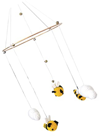 ABOOFAN 1stk Ornament Kinderwagen Zum Aufhängen Von Spielzeug Bienenbaby Herzstück Babybett Mobile Wolken Krippenspielzeug Hängen Bienen Krippe Mobile Dekor Weben Kleine Garn Kindergarten