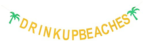 jojofuny Sommerstrand Banner Kokosnussbaum-banner Partyzubehör Im Hawaii-stil Hängeflagge Mit Tropischen Palmen Goldene Glitzerbuchstaben Für Fenster, Äste Und Decken, Desserttische, Partyh