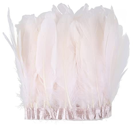 MOLUO 1Meter Pink Goose Feathers Trim 15-20cm for Wedding Dress Decoration Sewing Crafts Feather Lamp Material Plume Ribbon