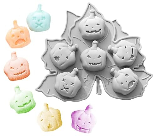Horror Kürbisse Motiv-Silikonform für Eiswürfel & Backen - 6 Figuren - Halloween, Karneval & Motto-Party