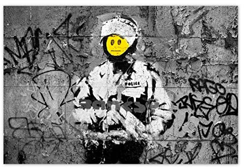 Foto-Poster Wandkunst Dekor 185 x 125 cm Banksy Smiley Polizei Nr. H340M_PL1AU