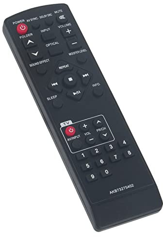 VINABTY Télécommande AKB73275402 - Remplace AKB73275402 - Remplace la barre de son - Télécommande pour LG Sound Bar AKB73275402 HLS36W Shs36-d HLS36W