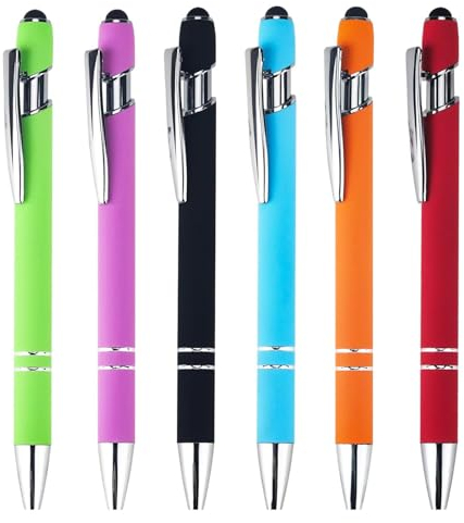 AOMiGT Stylo à Bille Stylet, Stylo à Bille Stylet 2 en 1, 6 Pcs Stylo à bille avec pointe stylet, Stylets Tactile Capacitifs, Stylos à bille rétractables, Stylo à Bille pour École, Bureau, Voyages