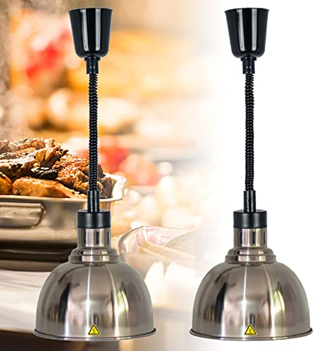 Gewerbliche Speisenwärmer, Wärmelampe Essen, Wärmebrücke für Speisen für Essen Warmhalten, Höhenverstellbar Zwischen 60-180cm, Edelstahl(Size:2pcs)