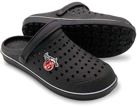 Bock op Kölle 1. FC Köln Fanartikel Unisex Hausschuh Riemenschuh Gartenschuh (Schwarz, eu_footwear_size_system, adult, numeric, medium, numeric_46)
