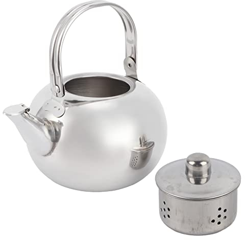 Tetera de Acero Inoxidable, Tetera con Infusor de Tetera Extraíble, Tetera de Agua Tetera de Hojas Sueltas para Inducción y Gas(1.2L)